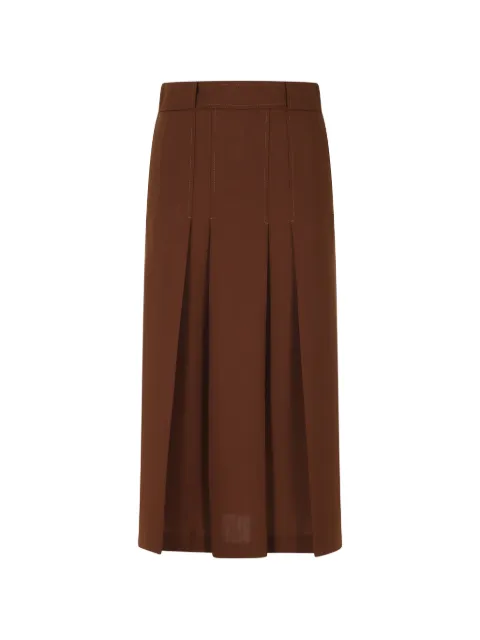 Semicouture Janette pleated-detail belt-loops midi skirt Brown Y6WI29
