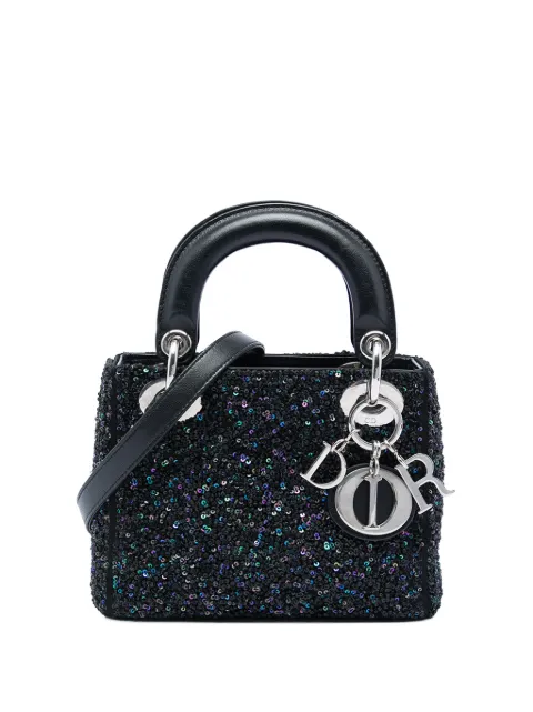 Christian Dior Pre-Owned 2014 Mini Satin Sequin Embellished Lady Dior satchel Black A5NO515PHG1F2K3U
