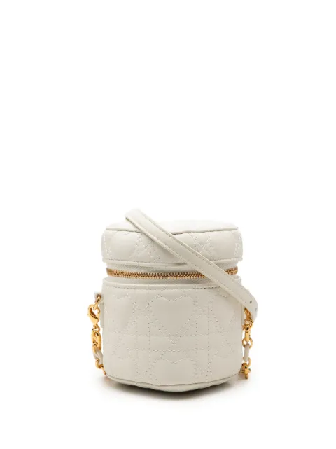 Christian Dior Pre-Owned 2024 DiorAmour Micro Lambskin Cannage Heart Vanity Case with Chain crossbody bag White UWSXANPDIMV41ZQD