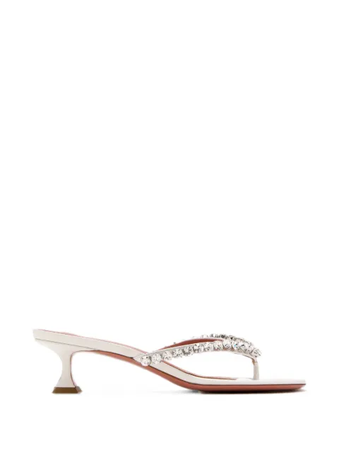 Amina Muaddi crystal-embellished leather sandals White GIGITHONG45