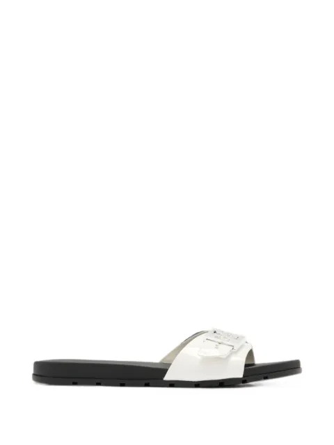 Tory Burch Mellow logo-plaque patent sandals White 157872