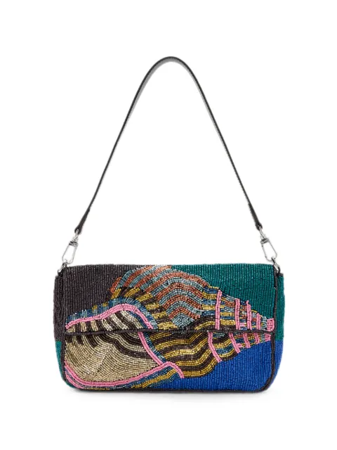 STAUD Timmy bead-embellished shell-motif shoulder bag Black H26P6005BD