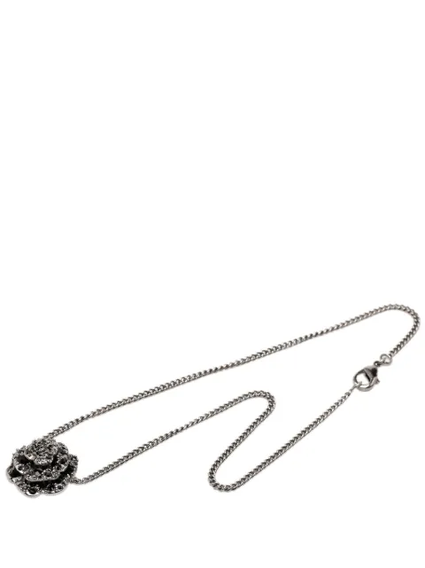CHANEL Pre-Owned 2012 CC Brass Strass Camellia Pendant Necklace costume necklace Silver ZYZY300N6MNK0X1Y