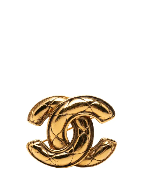 CHANEL Pre-Owned 1950-1970 CC Gold Plated Quilted Brooch costume brooch Gold YO8T23R4BYAPY12P