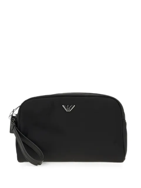 Emporio Armani logo-plaque wristlet clutch bag Black EM001810AF28784