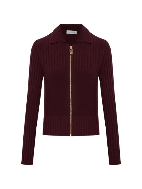 Victoria Beckham ribbed zip-up cardigan Red 1326KJU007313A0