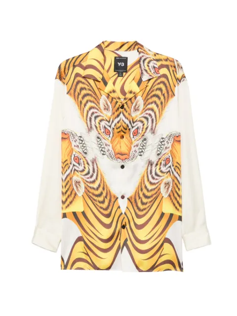 Y-3 tiger-print buttoned shirt Neutrals KX3805