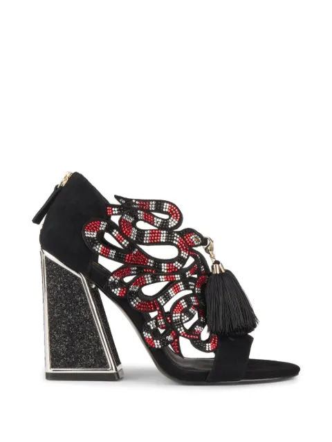 Kat Maconie Aya Saba snake-embellished tassel sandals Black KMFAYA105014