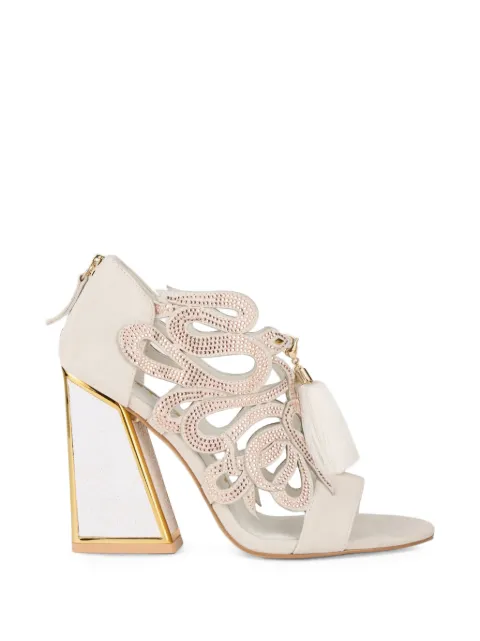 Kat Maconie Aya Saba crystal-embellished tassel-detail sandals White KMFAYA105015