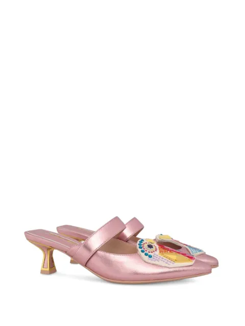 Kat Maconie embellished metallic mules Pink KMFAZA050002