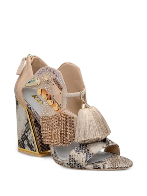 Kat Maconie embellished snakeskin-effect sandals Neutrals KMFAYA105007