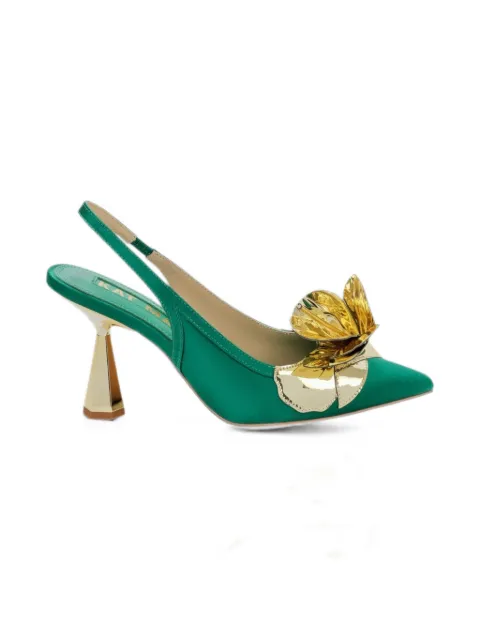 Kat Maconie floral-appliqué mules Green KMFTAM085002