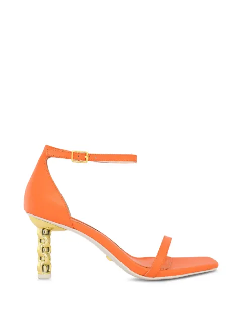 Kat Maconie Adela sculptural-heel leather sandals Orange KMFADE070001