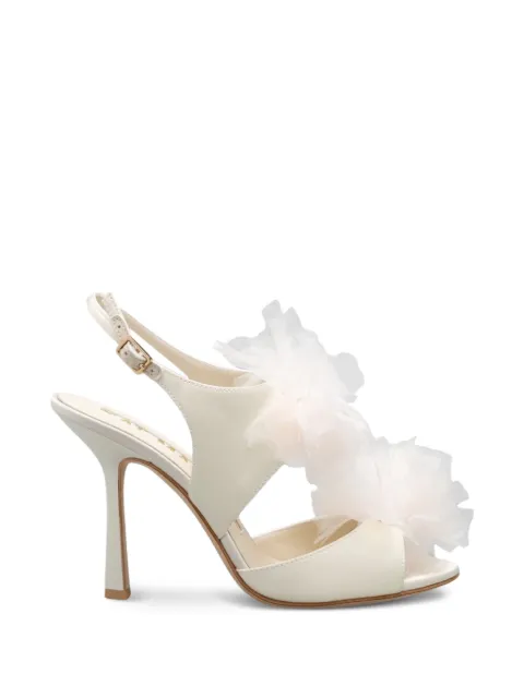 Kat Maconie ruffle-trimmed slingback sandals Neutrals KMFSHE105002
