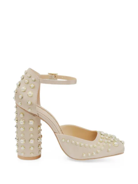 Kat Maconie Zozo pearl-embellished block-heel pumps Neutrals KMFZOZ105002