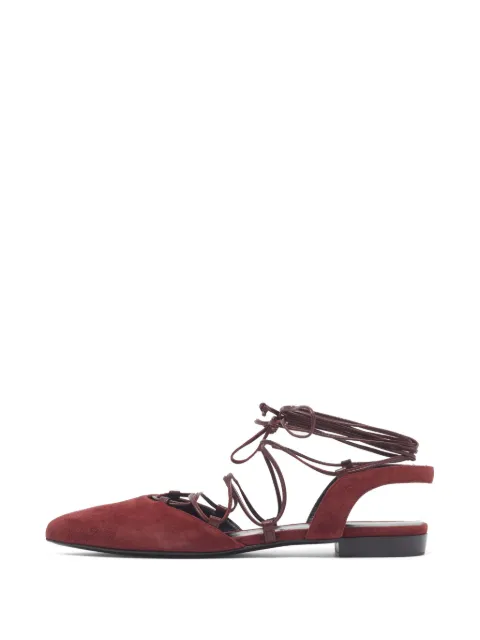 Saint Laurent Pre-Owned pointed-toe ankle-wrap ballet flats Red 1372888