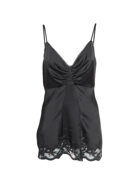 Paco Rabanne Pre-Owned lace-trim satin blouse Black 1366871