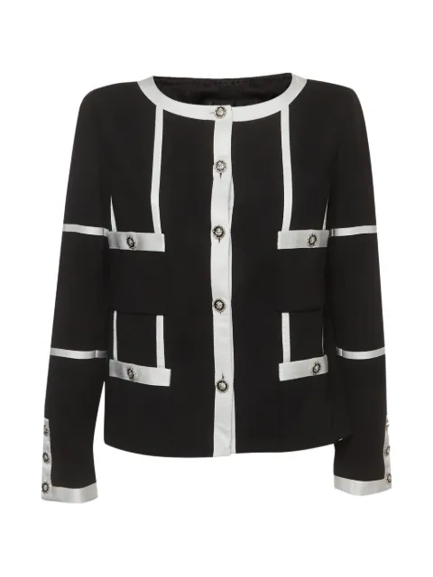 CHANEL Pre-Owned 2020 satin-trim wool jacket Black 1370577