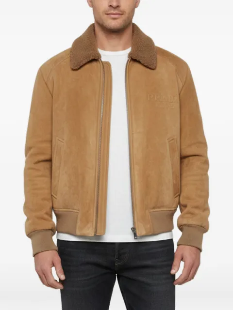 Prada Pre-Owned logo-embossed bomber jacket Brown 1372016