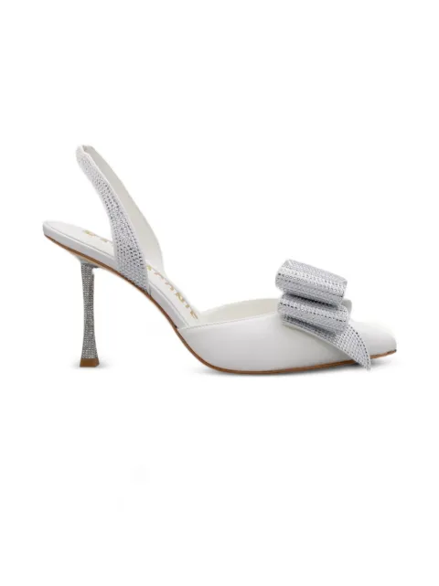 Kat Maconie crystal-embellished bow slingback pumps White KMFMAH090002