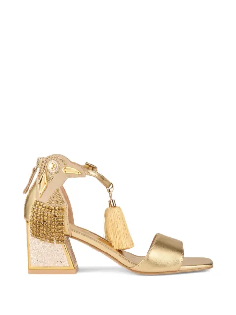 Kat Maconie Kay tassel-embellished glitter-block sandals Gold KMFKAY055008