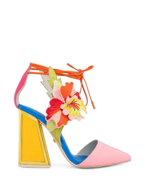 Kat Maconie Amanza floral-embroidered pumps Pink KMFAMZ105001