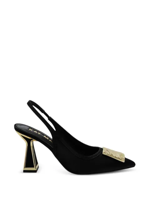 Kat Maconie logo-plaque pointed-toe slingback pumps Black KMFKAT085001