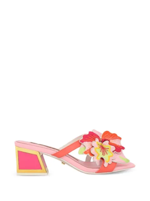 Kat Maconie Eve floral-applique block-heel sandals Pink KMFEVE055002
