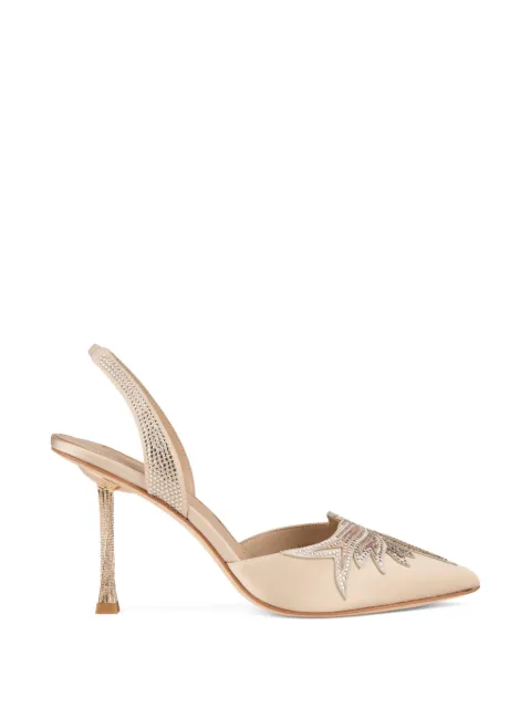 Kat Maconie Karina crystal-embellished slingback pumps Neutrals KMFKAR090002