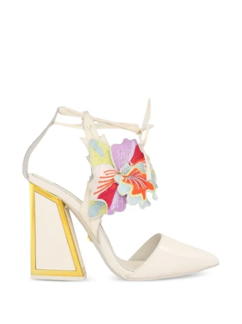 Kat Maconie Amanza floral-applique lace-up pumps Neutrals KMFAMZ105002
