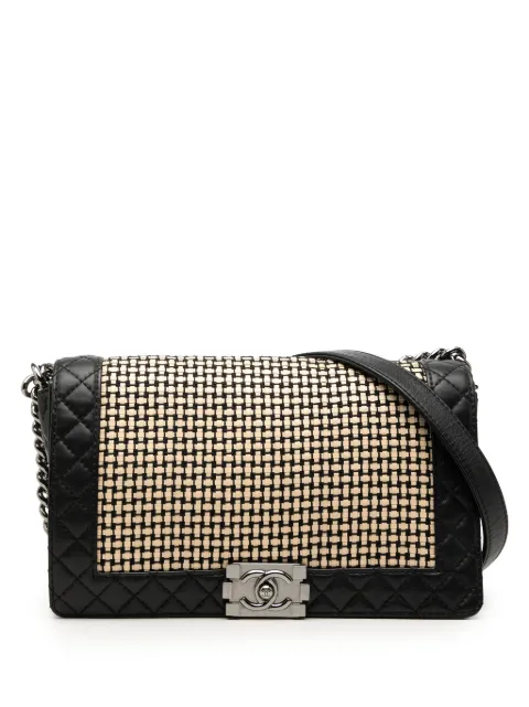 CHANEL Pre-Owned 2014 Medium Woven Calfskin Boy Reverso Flap shoulder bag Black 2AY0201FEG38TKRX