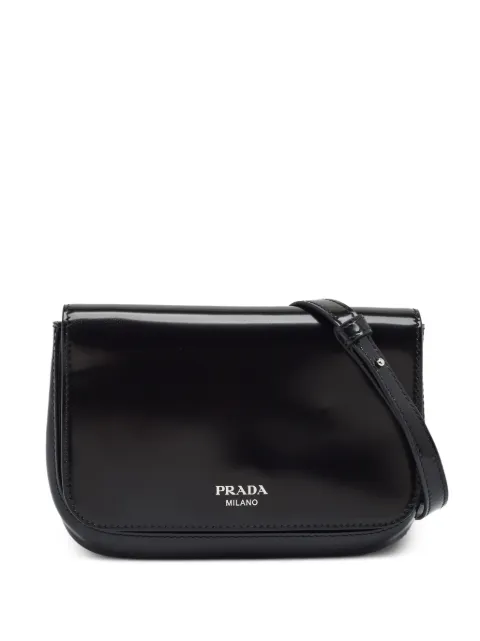 Prada Pre-Owned brushed leather flap cross body bag Black 1376472