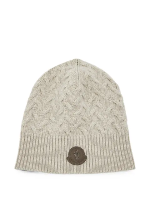 Moncler cable-knit logo-patch beanie hat Neutrals 1316119