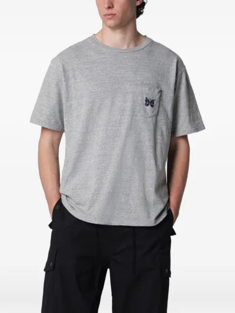Needles butterfly-embroidered pocket T-shirt Grey SX444COHG