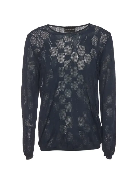 Emporio Armani Pre-Owned open-knit semi-sheer sweater Blue 1376217