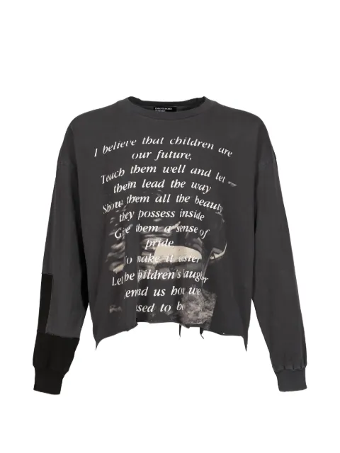 Enfants Riches Déprimés distressed slogan-print T-shirt Grey 010951THRASHEDBLK