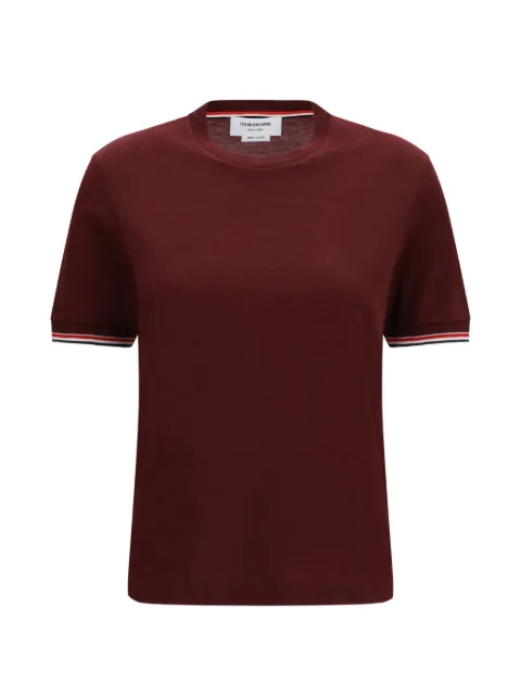 Thom Browne RWB-tipping ribbed-cuff T-shirt Red FJS232AJ0301