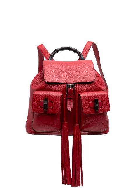 Gucci Pre-Owned 2016-2026 Leather Bamboo Tassel backpack Red VELYLM928JOODY5D