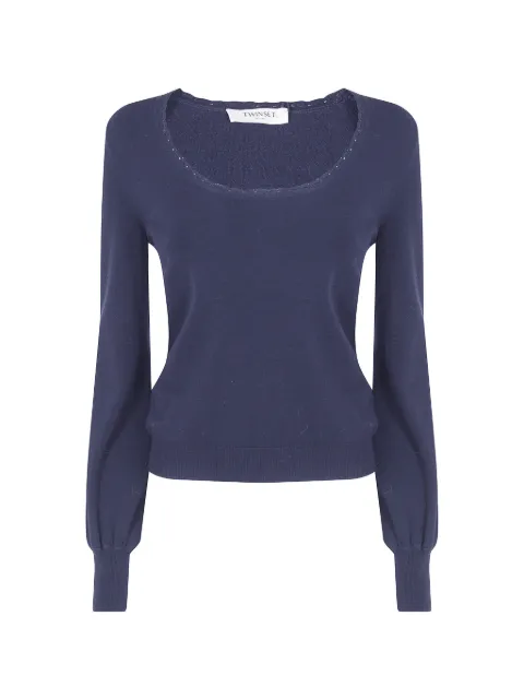 TWINSET scalloped-edge fine-knit sweater Blue 262TP3033