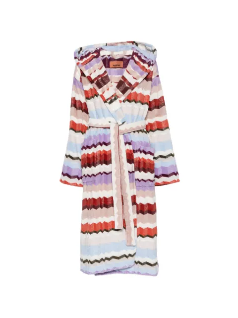 Missoni Home zigzag-pattern hooded cotton bathrobe Red 1F3AC99105