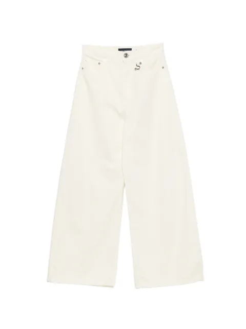 Sportmax logo-patch wide-leg jeans White 2622136025