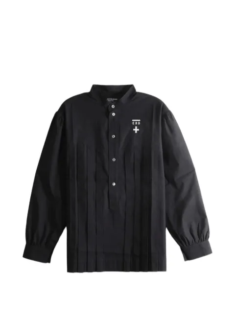 Enfants Riches Déprimés pleated logo-print shirt Black 040263