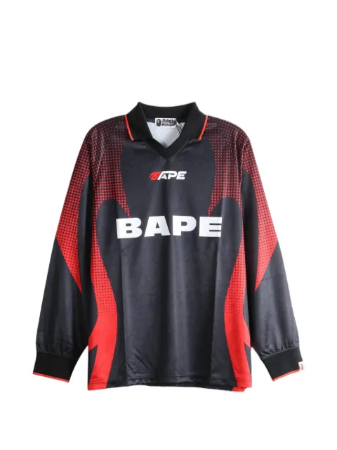 A BATHING APE® logo-print long-sleeve polo shirt Black 1M30111310BLK