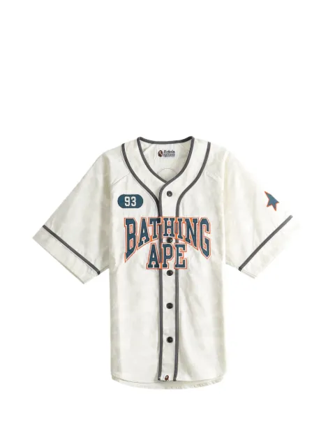 A BATHING APE® logo-patch camouflage-jacquard shirt Neutrals 1M30132310IVY
