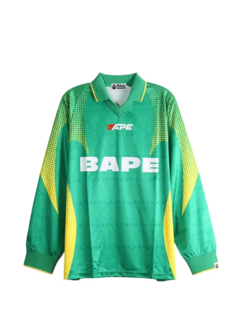 A BATHING APE® logo-print long-sleeve T-shirt Green 1M30111310GRN