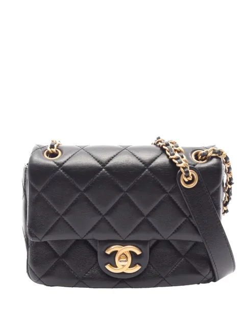 CHANEL Pre-Owned 2021-2026 Mini Square Classic Lambskin Single Flap handbag Black 10X5D3B315W9RE9X