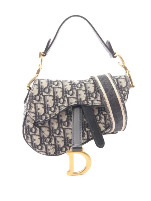 Christian Dior Pre-Owned 2018-2020 Mini Oblique Canvas Saddle Bag satchel Blue 0PDI94V9TA7WTUR1