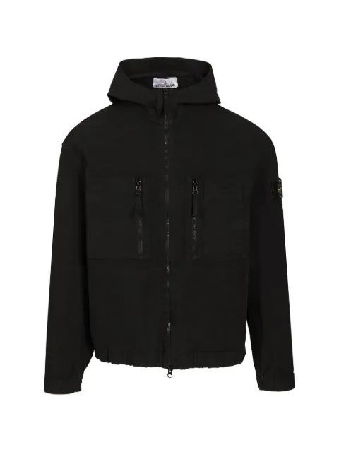 Stone Island logo-patch hooded jacket Black L2S151200011S0211
