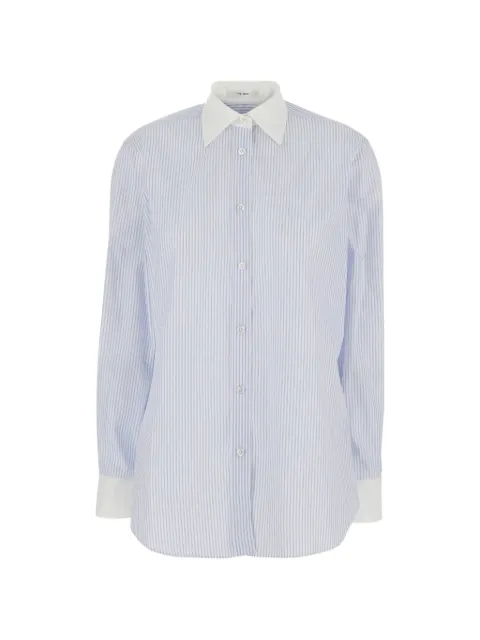 The Row striped contrast-detail shirt White 10826W4449