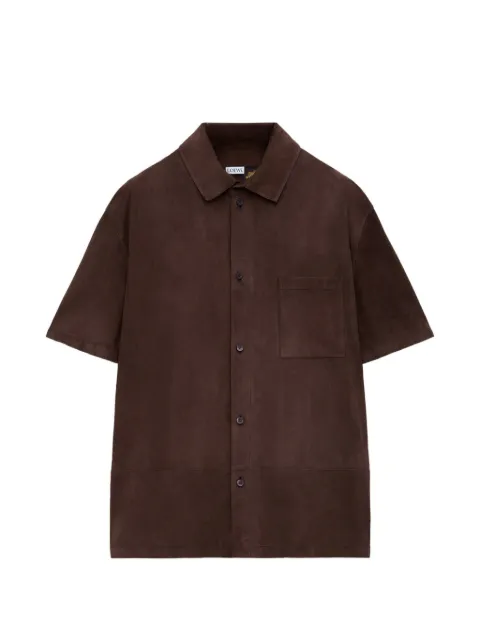 LOEWE debossed-logo suede shirt Brown H616Y31L